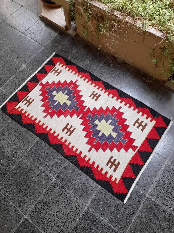 Vintage Kilim Rug,decorative Rug, Office Rug,2.5x4.2 Ft Turkish Rug  Oriental Kilim Rug,rustic Kilim Rug,home Living,floor Rug 