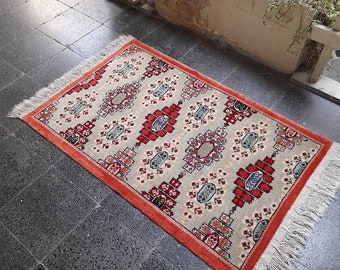 Alfombra turca vintage Konya: alfombra Oushak de lana anudada a mano (8,5 x 1,3 m)