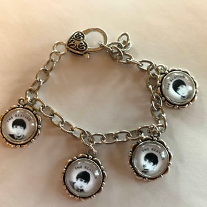 Retro Beatles Inspired Images on Antique Silver Bracelet