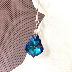 Gorgeous Deep Blue Crystal Earrings; Sparkling