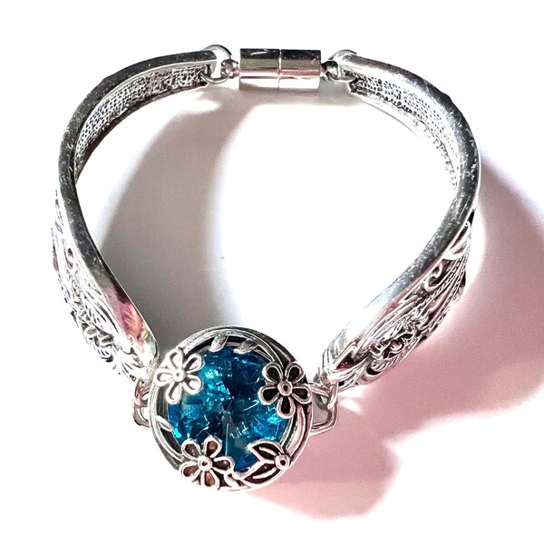 Brilliant Blue Rhinestone 18mm Snap Button Bracelet