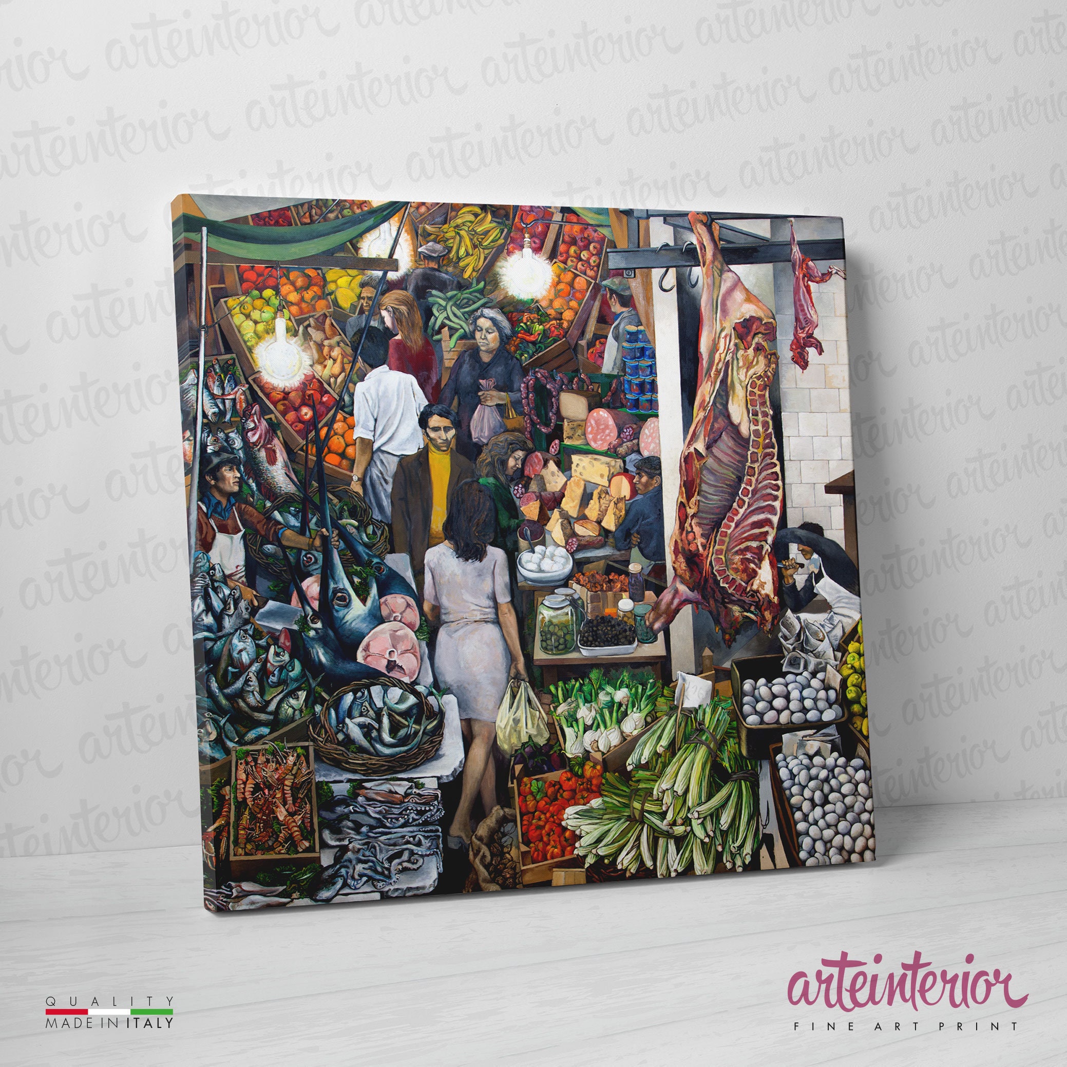 La Vucciria Renato Guttuso 100x80 cm Alta Qualità Made in Italy Fine Art Canva