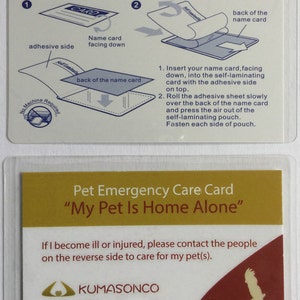 Bird 2-Pack w / Laminating Pouches Pet Emergency Care Cards