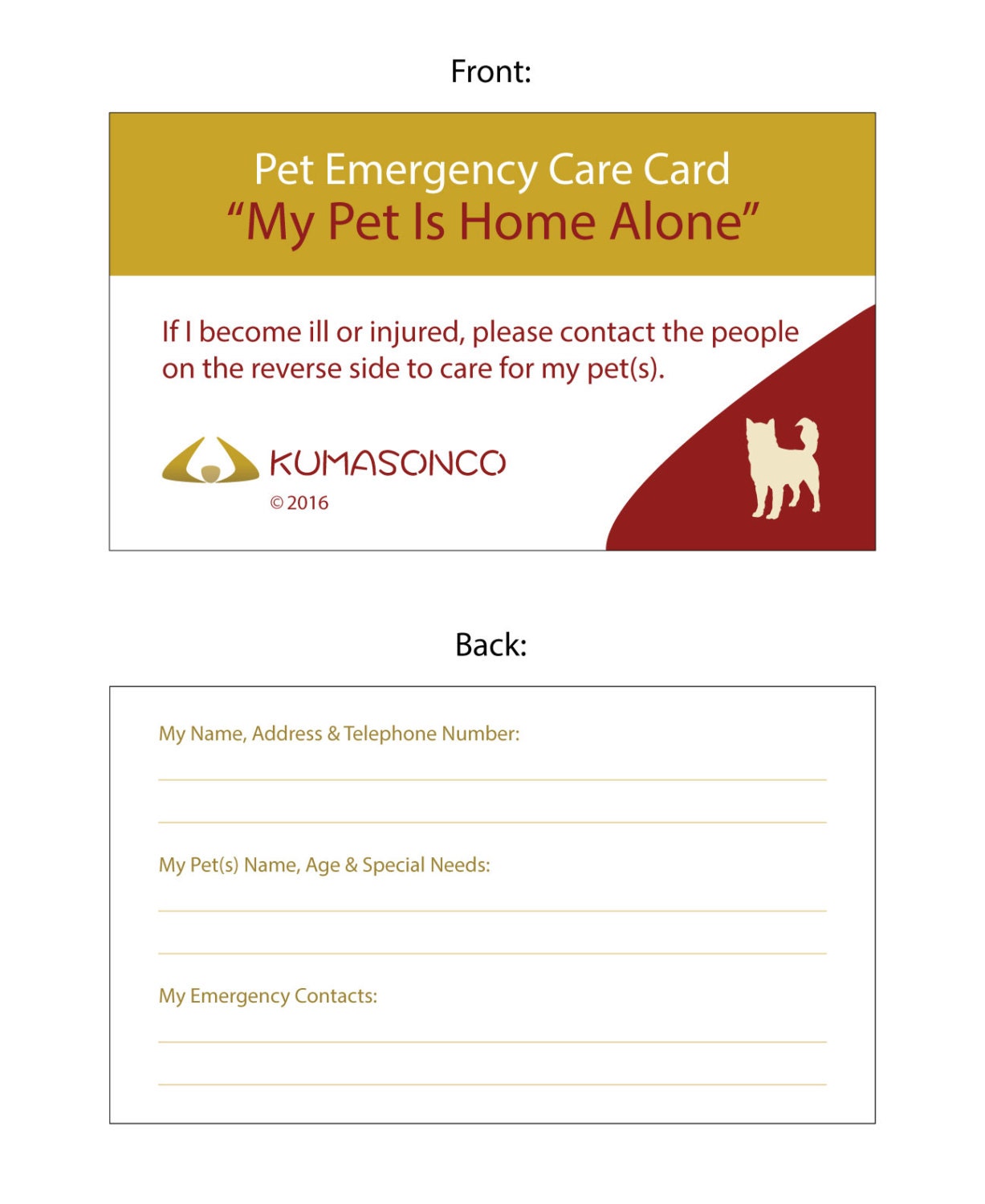 Pet Emergency Card Dog (4-pack) - Etsy