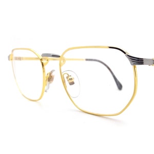 Vintage Gold Vuarnet Rectangular Glasses Frames Model 048 // 1980s Metal Eyeglasses // Designer Eyewear