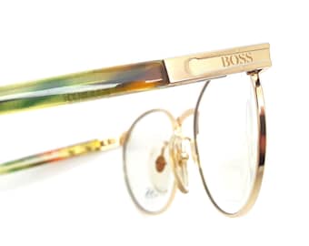 1980s Vintage Hugo Boss by Carrera 5131 40 // Gold Round Glasses Frames // Eyeglasses For Men