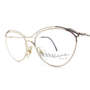 Vintage ViennaLine 1452 47 80s Glasses Frames  New Old Stock Designer Eyeglasses  20Ct Gold Plated