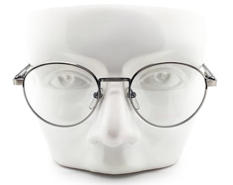 Vintage Escort 416 A Silver 90s Round Glasses Frames // 1990s New Old Stock Designer Metal Eyeglasses