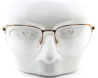 Vintage Galileo STILE 01N Col 6203 Gold Glasses Frames // Semi-Rimless Designer Eyeglasses