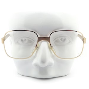Vintage Hilton Eyewear 1000 001 Gold Square Aviator Eyeglasses Frame // 1990s Designer Glasses Frames