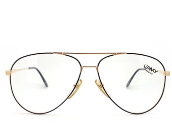 Vintage Lamy Unmarked 80s Glasses Frames // 1980s Designer Aviator Eyeglasses