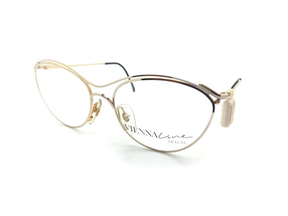 Vintage ViennaLine 1452 47 80s Glasses Frames New Old Stock Designer Eyeglasses 20Ct Gold Plated