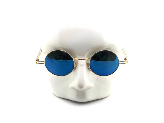 Vintage 90s Gold Round Sunglasses // 1990s New Old