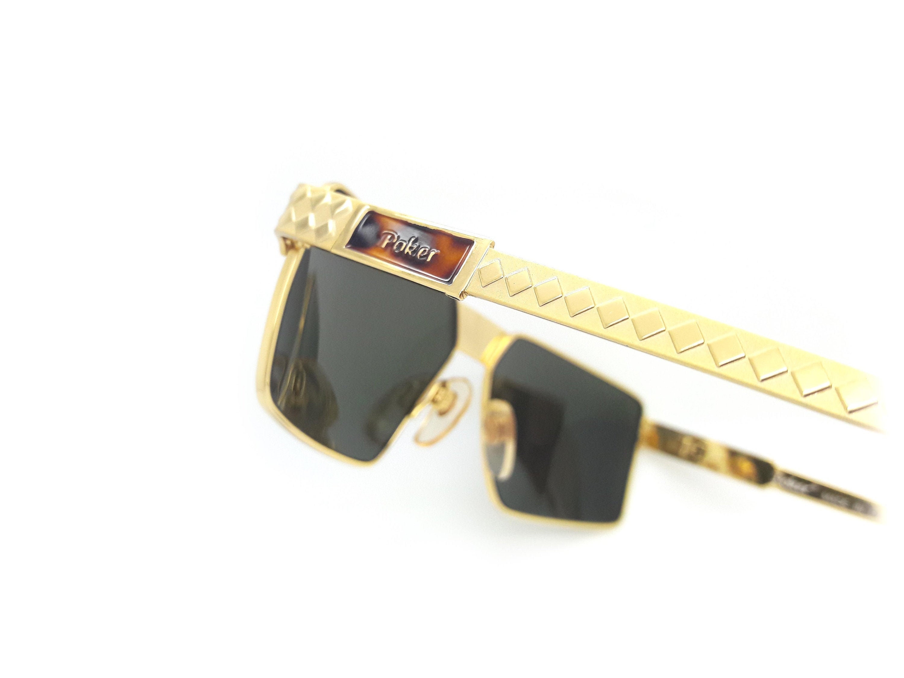 90s Vintage Square Gold Aviator Sunglasses Poker 1024 Col 3 // - Etsy