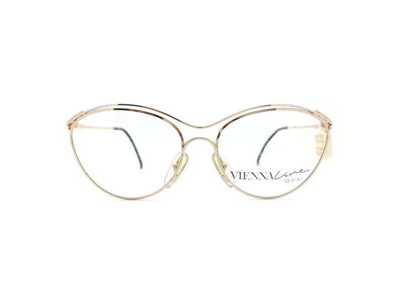 Vintage ViennaLine 1452 47 80s Glasses Frames New Old Stock Designer Eyeglasses 20Ct Gold Plated