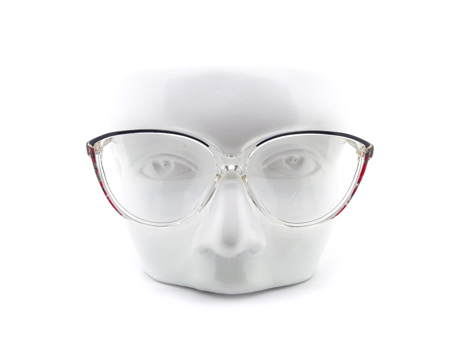 thumbnail image 2 of Women's Oversized Cat Eye Glasses – Clear Lens, Pink Metal/Plastic Frame, Fashion Statement 2 of 11