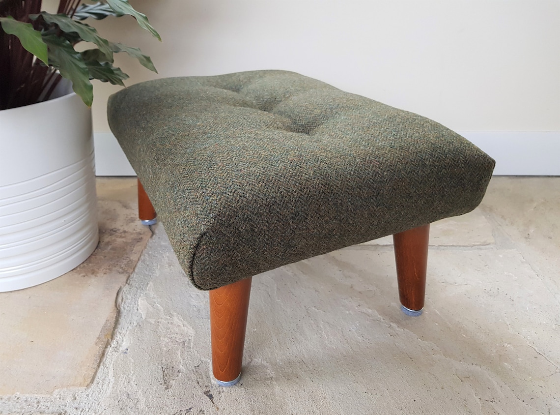 Olive green footstool Abraham Moon wool foot stool handmade Etsy