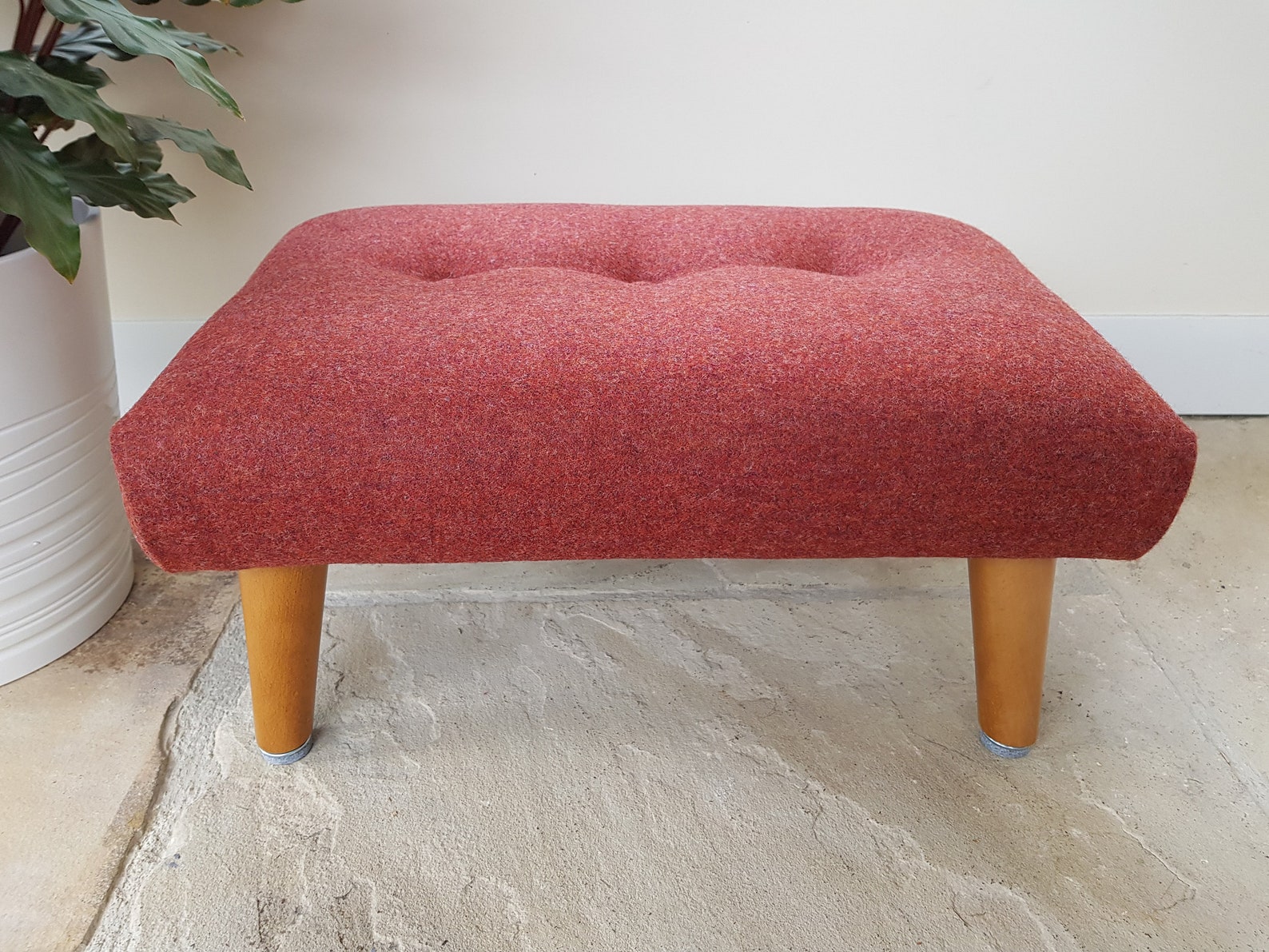 Handmade rust coloured footstool Abraham Moon wool foot Etsy