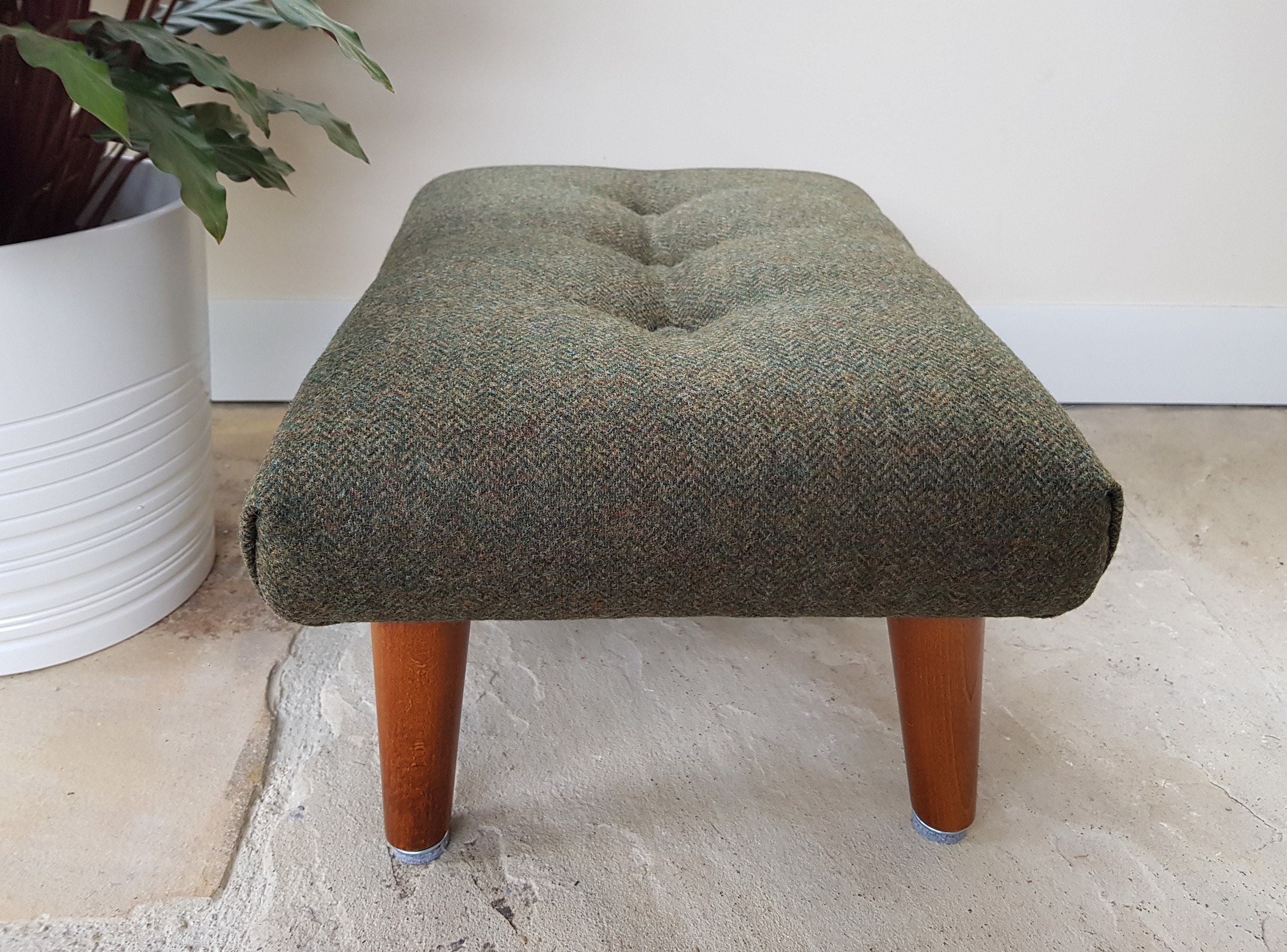 Olive green footstool Abraham Moon wool foot stool handmade Etsy