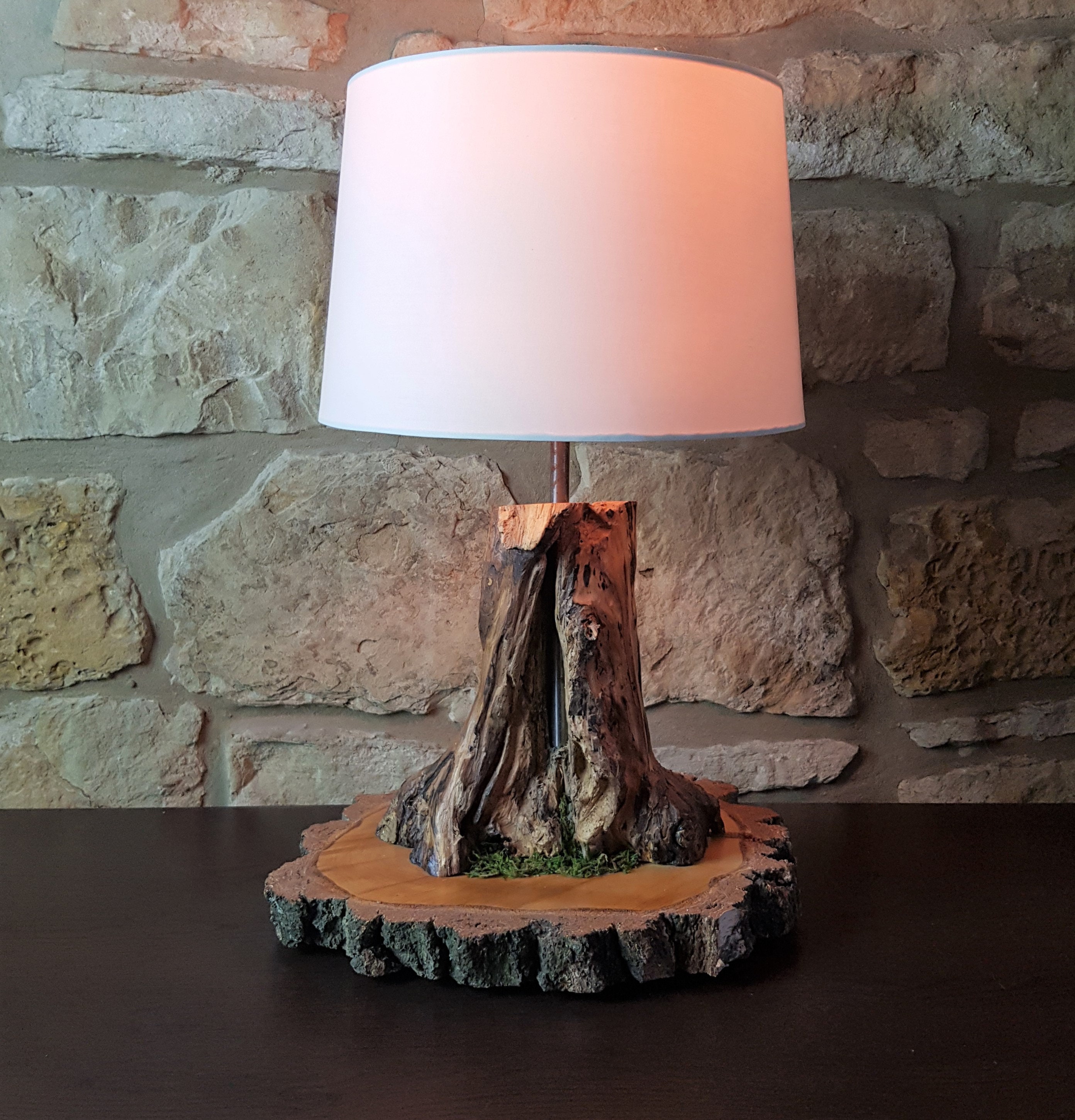 Root wood table lamp rustic wood lamp | Etsy