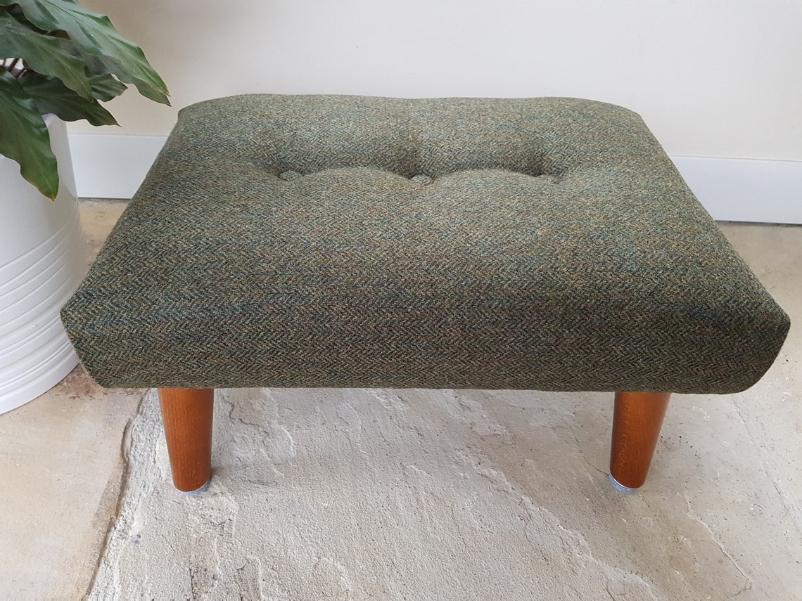Olive green footstool Abraham Moon wool foot stool handmade Etsy