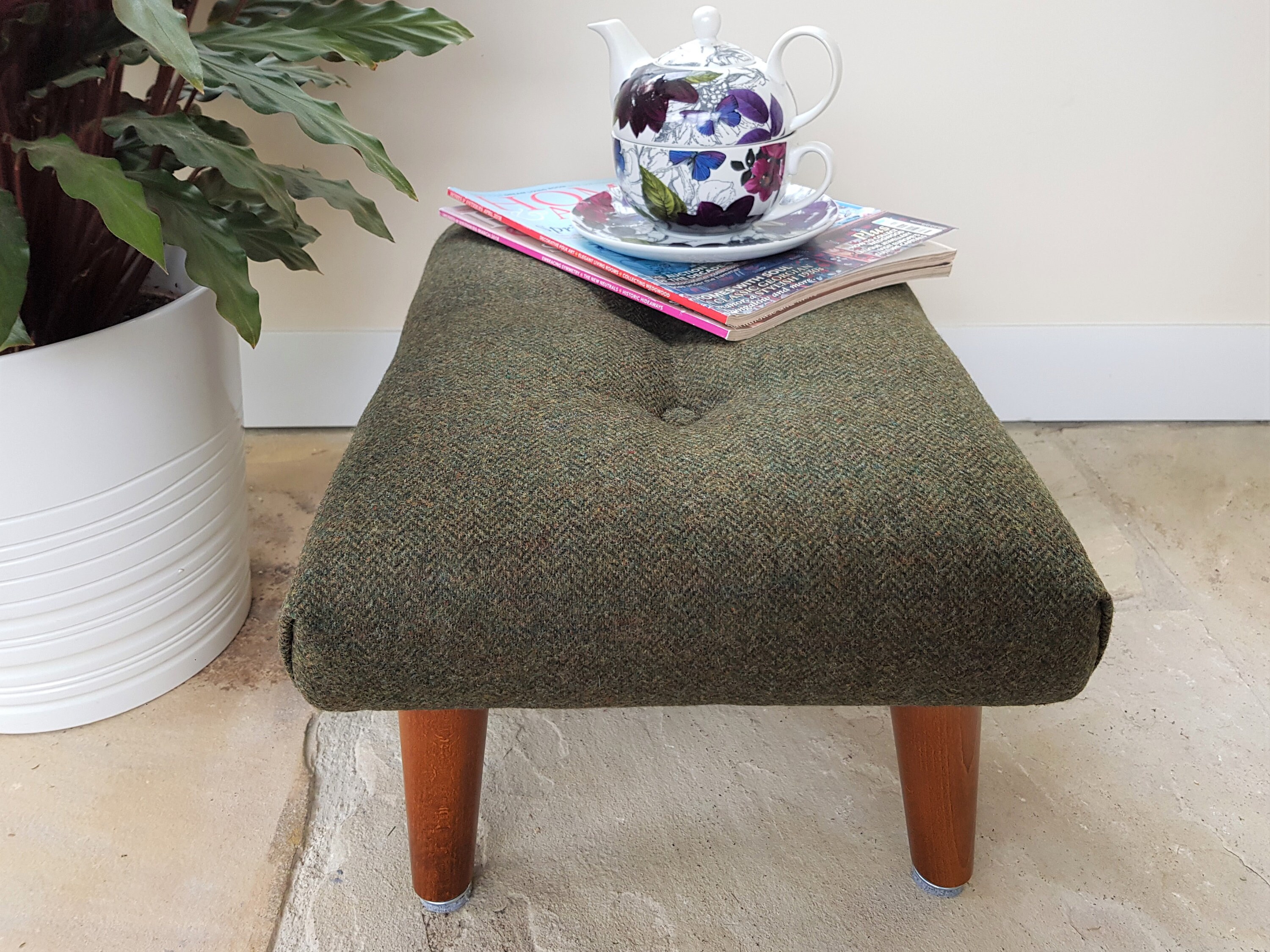 Olive green footstool Abraham Moon wool foot stool handmade Etsy