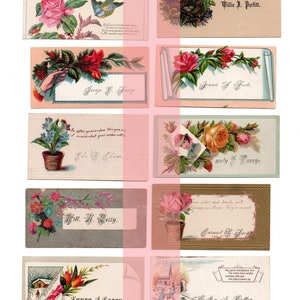 May include: A collection of vintage calling cards with floral and nature-themed designs. The cards feature names like Arthur L. Lacey, Willie J. Perfitt, George & Lacey, The Clem, Mely Lacey, Hill A. Betty, Earnest Lacey, Laura J. Lacey, and Hoilton J. Latten. The cards are printed on a variety of paper stocks and feature a variety of colors and designs.