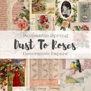 Romantic Spring Decorative Papers: Vintage Rose Ephemera (Digital Download)