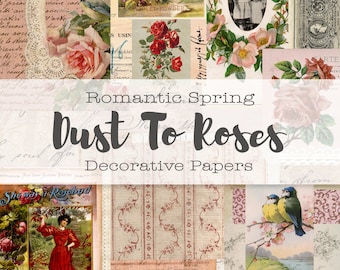 Valentine’s Day Papers: Vintage Rose Ephemera | Junk Journaling | Digital