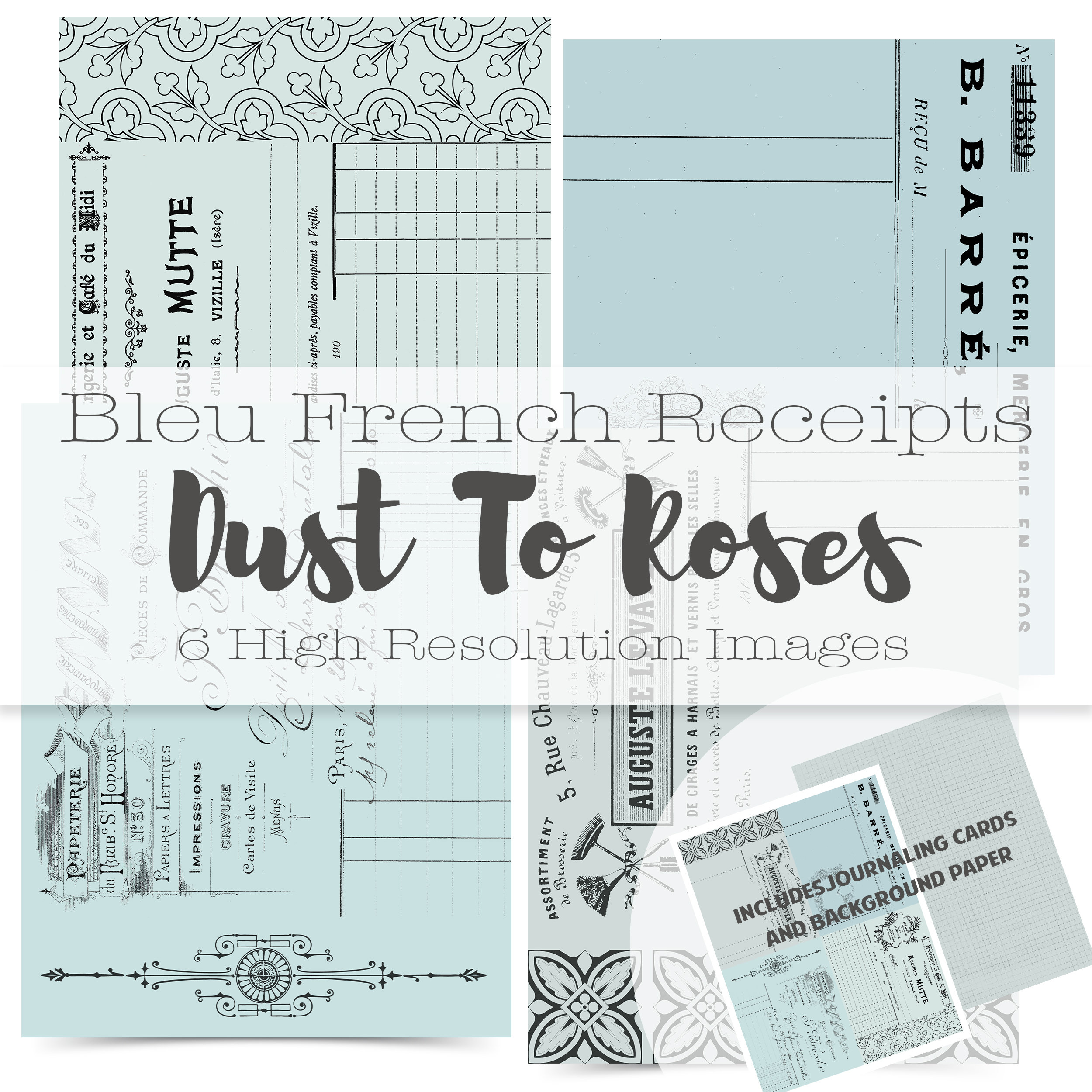 Bleu French Receipts // French Blue // Vintage French Ephemera // Fre…