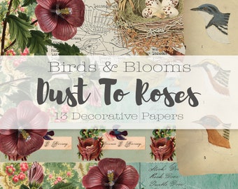 Birds & Blooms / Vintage Inspired Journaling Kit / Journal Pages / Digital Download / Art Journaling