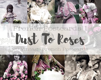 Vintage French Postcards: Women & Children Ephemera (Digital Download)