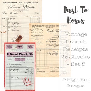Vintage French Receipt Ephemera: Printable Journal Pages (Digital Download)