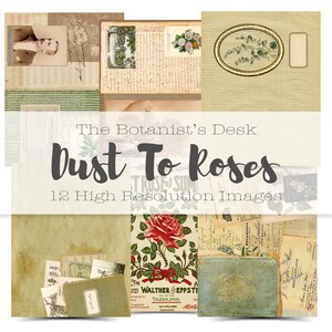 DIGITAL The Botanist&#39;s Desk // Botanical Junk Journal Kit // Digital Paper // Scrapbooking pages // nature papers // botany journal