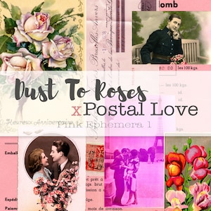 Vintage Pink Ephemera 1 // Dust to Roses x Postal Love Collection // Ephemera europea // Postales // Ephemera francesa // Diario basura