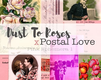 Vintage Valentine Pink European Ephemera: Junk Journal Paper (Digital Download)