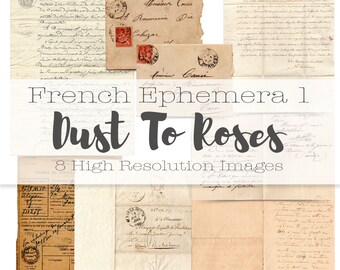 Vintage French Ephemera: Handwritten Letters, Junk Journal (Digital Paper)