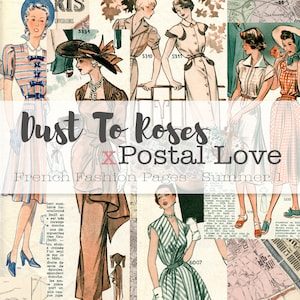 French Fashion - Summer 1 // Dust to Roses x Postal Love Collection // French Ladies // French Magazine // Fashion Illustration // Fussy Cut