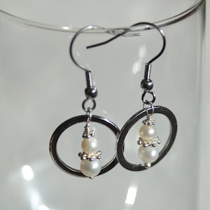 Silver and pearl earrings