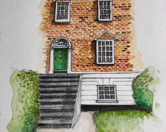 Handpainted Personalised House Watercolour - Home Portrait - Housewarming Gift - First Home - New Home Gift