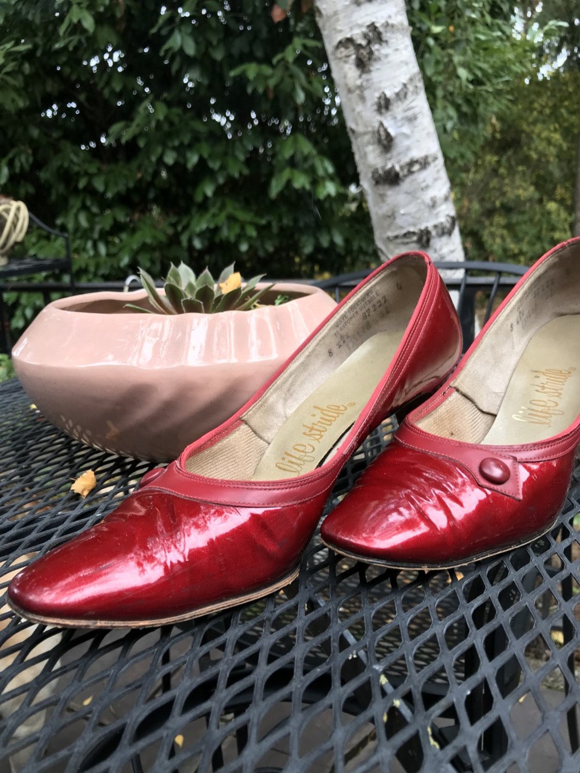 red vintage pumps
