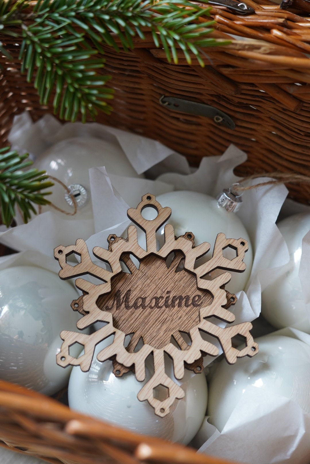 Boule de Noël Personnalisable Flocon Neige