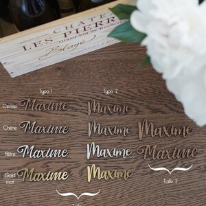 Table runner table card personalized wedding place laser cut name first names guest names weddings place mark wood Christmas image 9