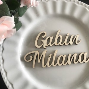 Table runner table card personalized wedding place laser cut name first names guest names weddings place mark wood Christmas image 2