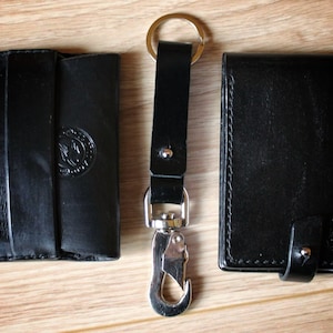 Mens black wallet, journal leather cover, leather key ring, personalized wallet, mens leather wallet, black wallet, groomsmen gift, wallet