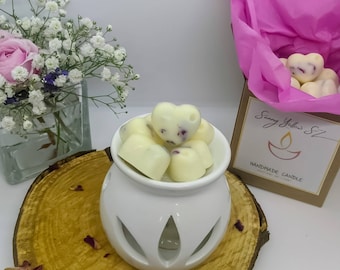 La cire de cœur fond coffret cadeau de cire de soja, huile essentielle avec brûleur en céramique, Aromathérapie Rose Géranium huile essentielle de cire fond, cadeaux de Saint-Valentin