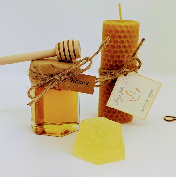 Candela Di Cera D'Api Naturale A Bolle - 400g, Profumo Di Miele, 56 Ore Di Durata, Senza Paraffina