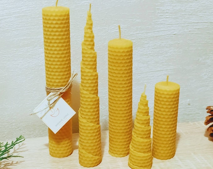 Beeswax candles gift set, Eco frriendly gift set of 3 Beeswax candle, Honeycomb beeswax candles gifts, New home gift set, Susteinably candle