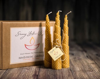 Beeswax Candles gift set, Pure natural Beeswax candles  Gift box,Hand rolled Eco friendly Christmas candles, Birthday gift, New home gifts