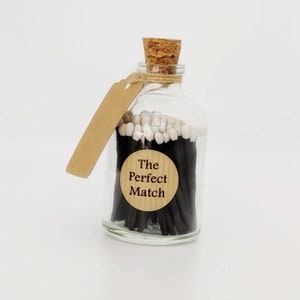 Match bottle, Colored matches,Matchstick bottle, Black matchsticks in jar, Gift bottled Matches, Fathers Day Gift, Apothecary jar of Matches